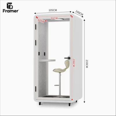 Adjustable Office Phone Booth Extendable Modular Acoustic Booths Whisper Quiet 15 dB