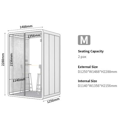 White Single Person Pod Extendable Acoustic Sound Booth With A Heat Dissipation System