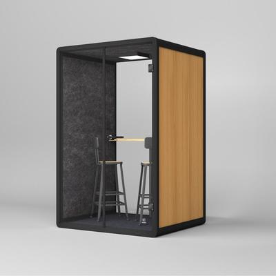 Customized Two Person Booth Grass Green / Wood Grain Sound Proof Cabins With Emergency Safety Hammer