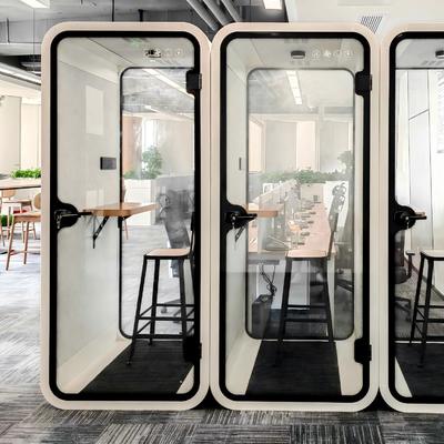 White Indoor Office Pod Mobile 1 Person Pod Extendable Customizable
