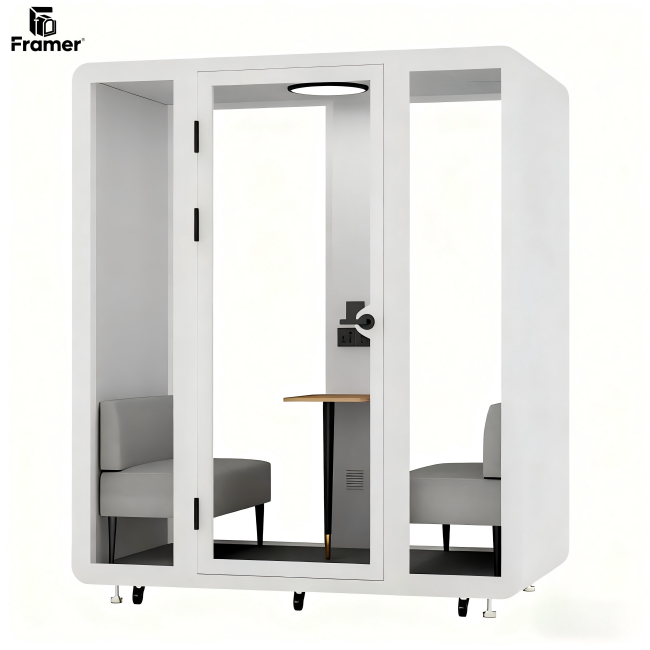 Convertible Two Person Pod Interactive Soundproof Meeting Booth White