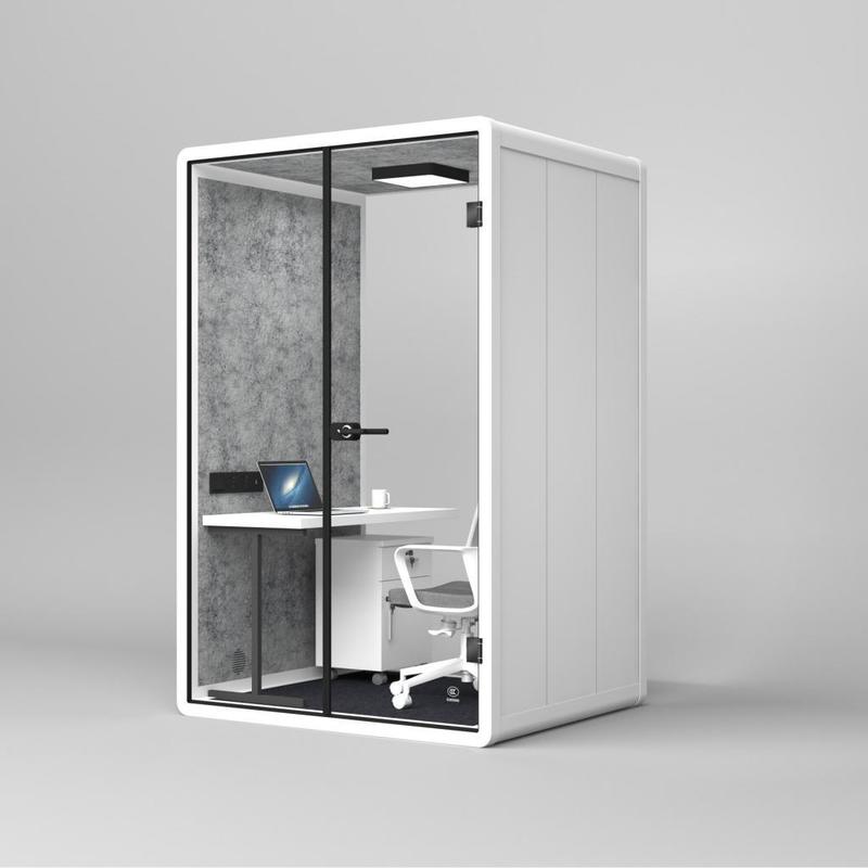 White Single Person Pod Extendable Acoustic Sound Booth With A Heat Dissipation System