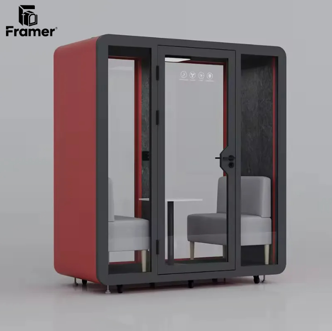 Extendable Two Person Pod Modular Acoustic Phone Booths Modern With Ventilation And USB Power