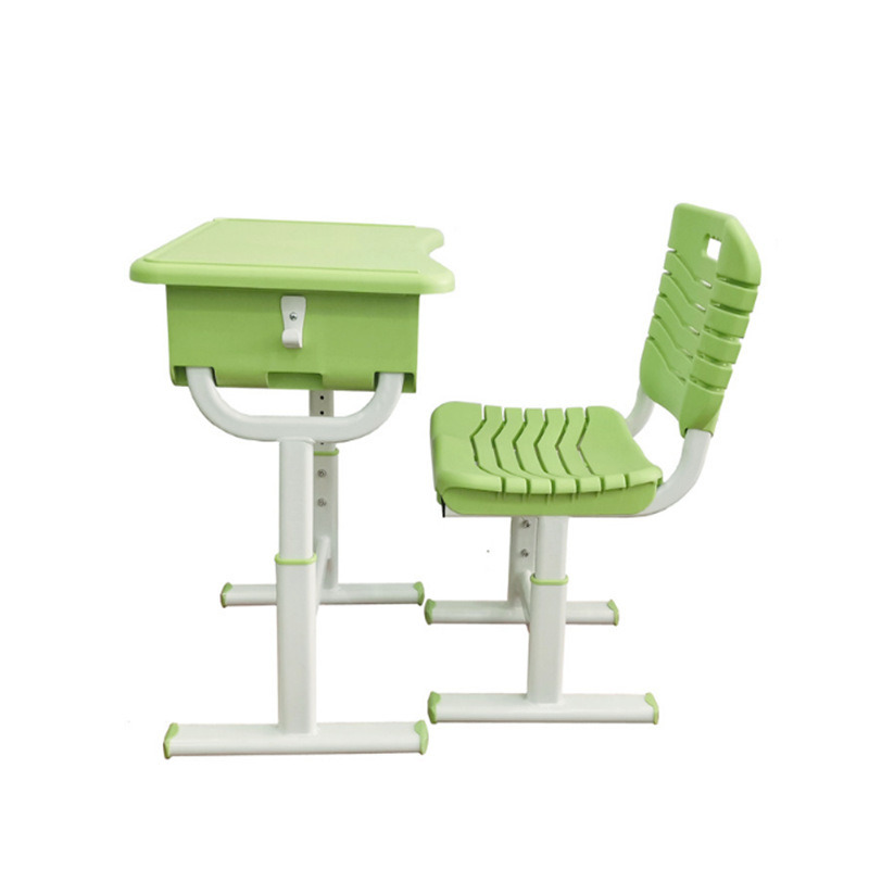 Adjustable Height Office Furniture Middle School Metal Desk And Chair Green