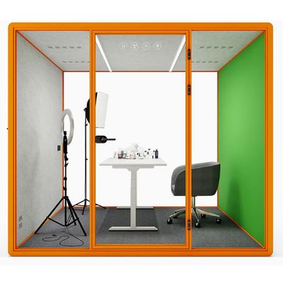Buen precio Cabina de grabación de aleación de aluminio personalizada para transmisión en vivo, naranja en línea